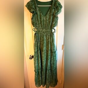 Girls Green Leaf-Print Sundress